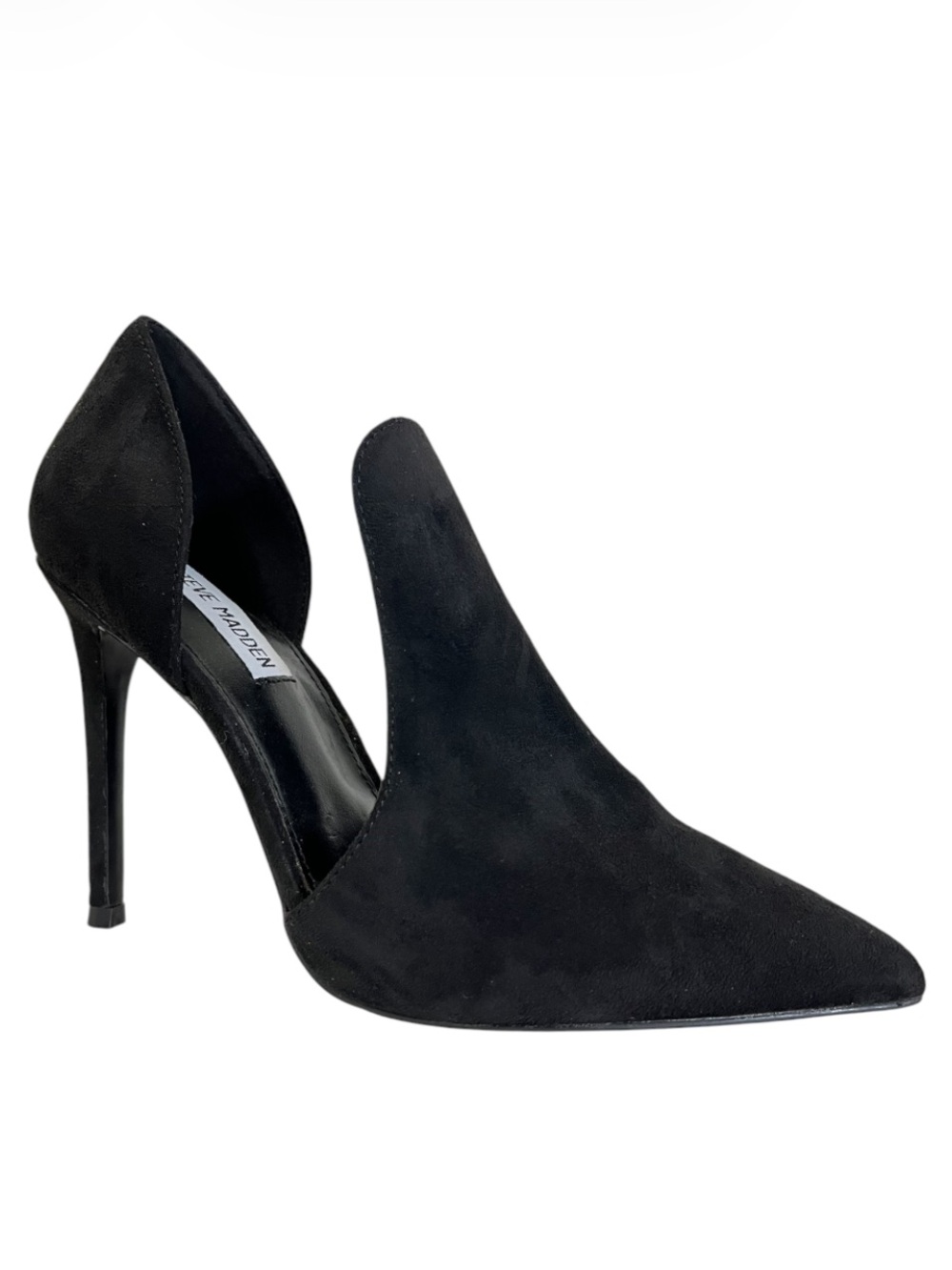 Steve Madden Black Faux Suede D'Orsay Pointed Toe Stiletto Pump